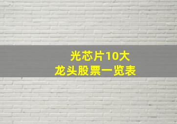 光芯片10大龙头股票一览表