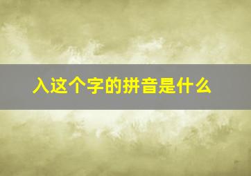 入这个字的拼音是什么