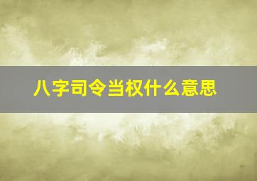 八字司令当权什么意思