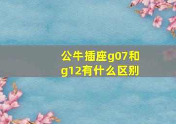 公牛插座g07和g12有什么区别