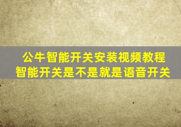 公牛智能开关安装视频教程智能开关是不是就是语音开关