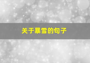 关于暴雪的句子