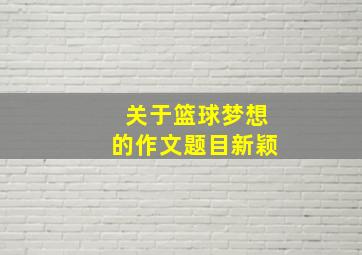 关于篮球梦想的作文题目新颖