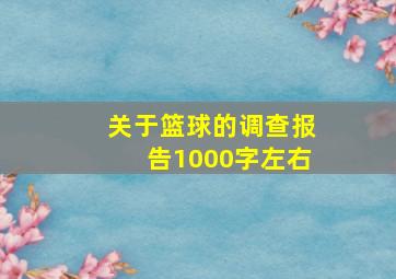 关于篮球的调查报告1000字左右