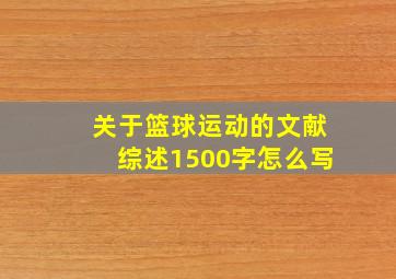 关于篮球运动的文献综述1500字怎么写