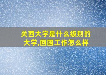 关西大学是什么级别的大学,回国工作怎么样