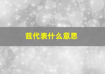 兹代表什么意思