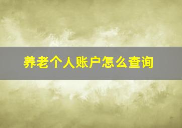 养老个人账户怎么查询