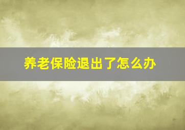 养老保险退出了怎么办