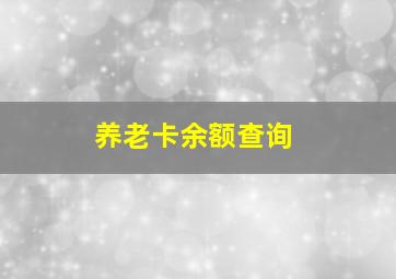 养老卡余额查询