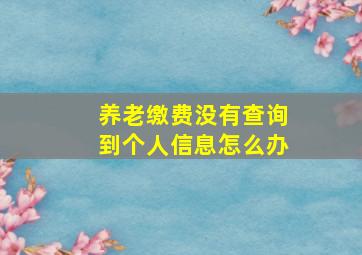 养老缴费没有查询到个人信息怎么办