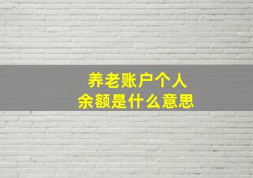 养老账户个人余额是什么意思