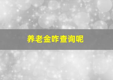 养老金咋查询呢