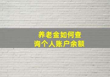 养老金如何查询个人账户余额