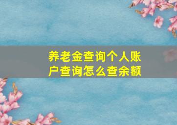 养老金查询个人账户查询怎么查余额