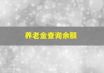 养老金查询余额