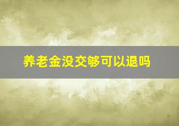 养老金没交够可以退吗