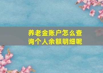 养老金账户怎么查询个人余额明细呢