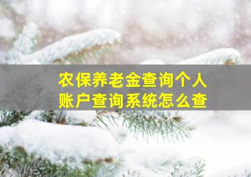 农保养老金查询个人账户查询系统怎么查