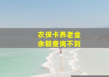 农保卡养老金余额查询不到