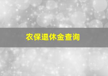 农保退休金查询