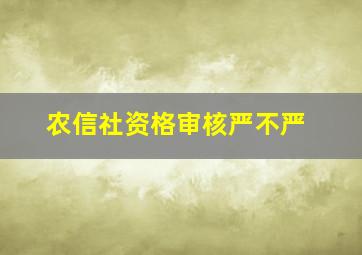 农信社资格审核严不严