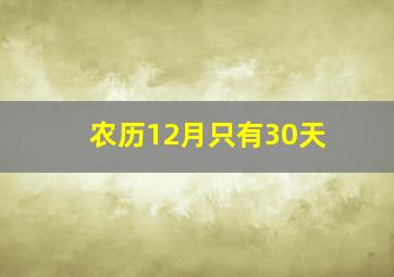 农历12月只有30天