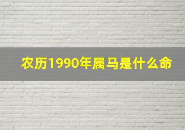 农历1990年属马是什么命