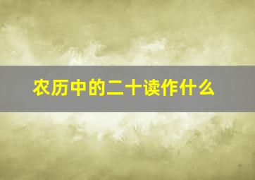 农历中的二十读作什么