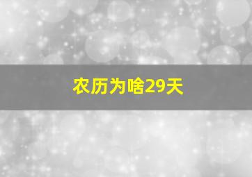 农历为啥29天