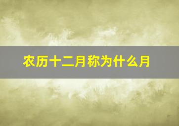 农历十二月称为什么月