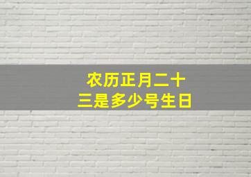 农历正月二十三是多少号生日