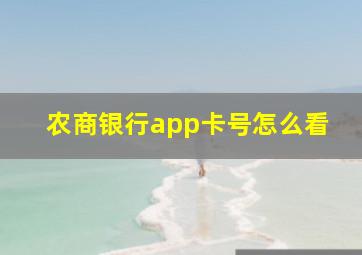 农商银行app卡号怎么看