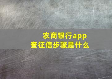 农商银行app查征信步骤是什么