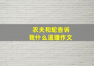 农夫和蛇告诉我什么道理作文