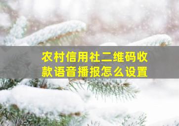 农村信用社二维码收款语音播报怎么设置