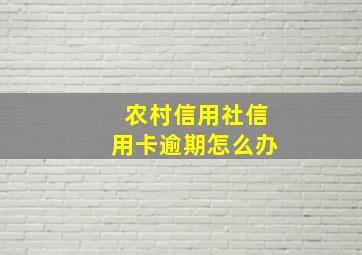 农村信用社信用卡逾期怎么办