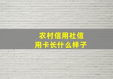 农村信用社信用卡长什么样子