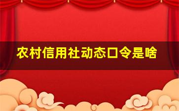 农村信用社动态口令是啥