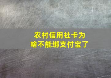 农村信用社卡为啥不能绑支付宝了