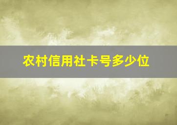 农村信用社卡号多少位