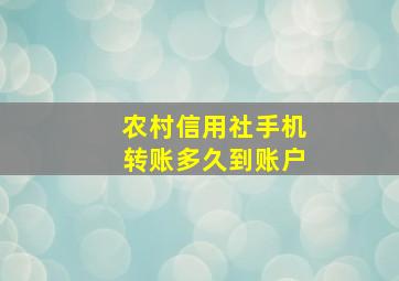 农村信用社手机转账多久到账户