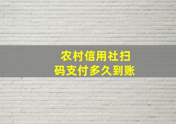 农村信用社扫码支付多久到账