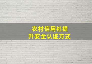 农村信用社提升安全认证方式