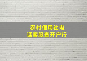 农村信用社电话客服查开户行