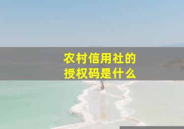 农村信用社的授权码是什么