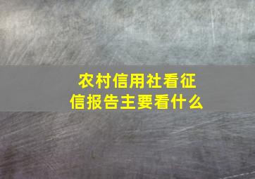 农村信用社看征信报告主要看什么