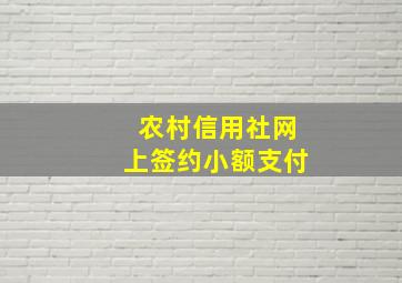 农村信用社网上签约小额支付