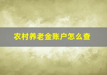 农村养老金账户怎么查