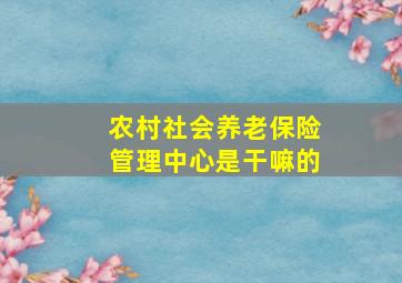 农村社会养老保险管理中心是干嘛的